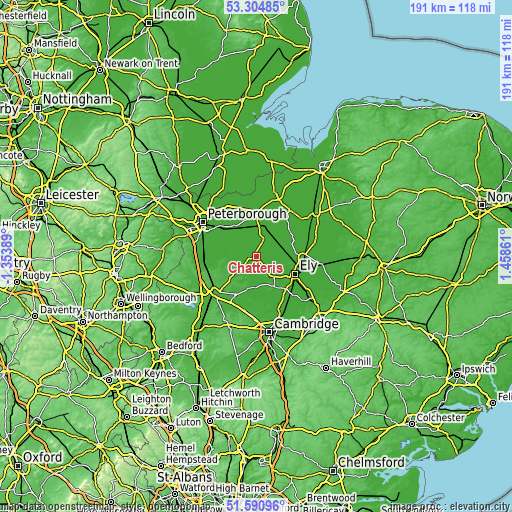 Topographic map of Chatteris