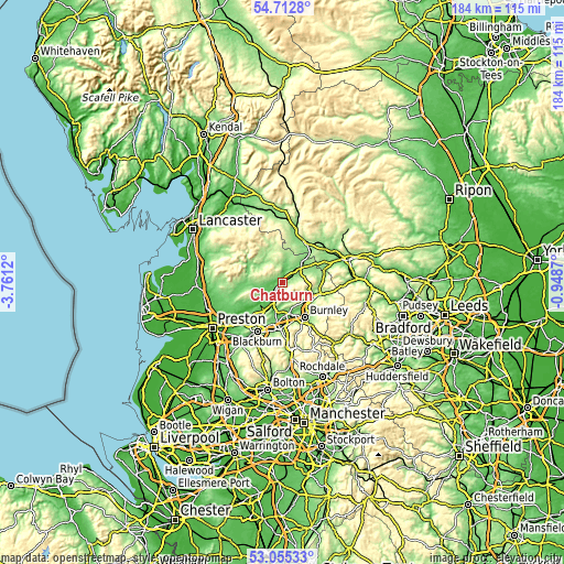 Topographic map of Chatburn