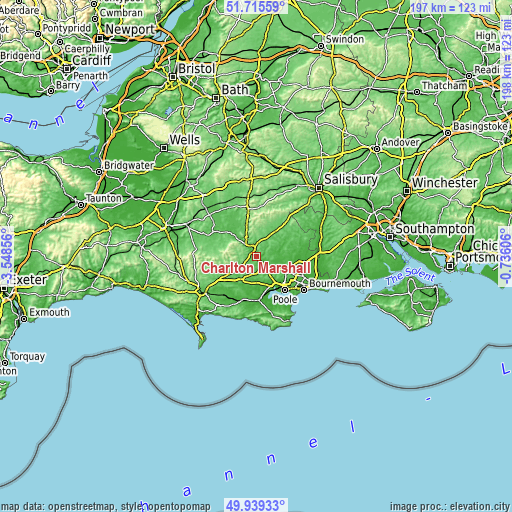 Topographic map of Charlton Marshall