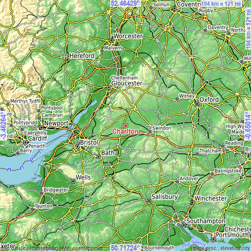 Topographic map of Charlton