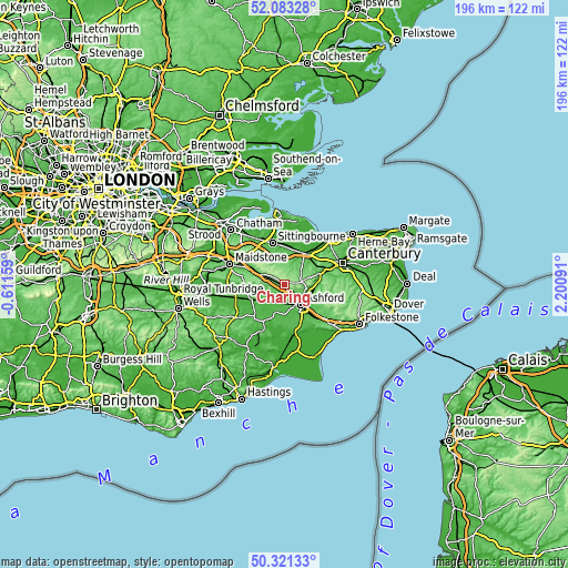 Topographic map of Charing