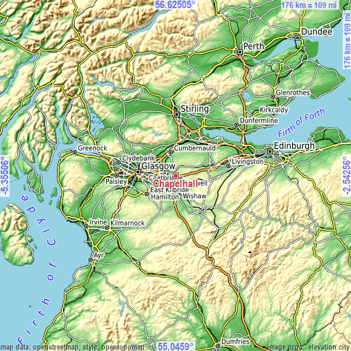 Topographic map of Chapelhall