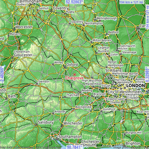 Topographic map of Chalgrove