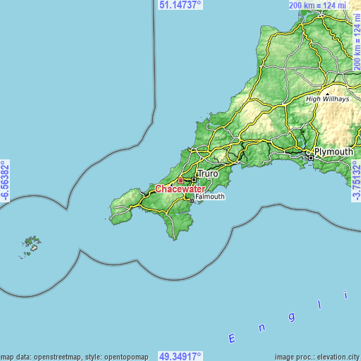 Topographic map of Chacewater