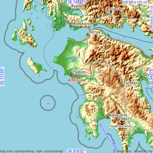 Topographic map of Alfeioúsa