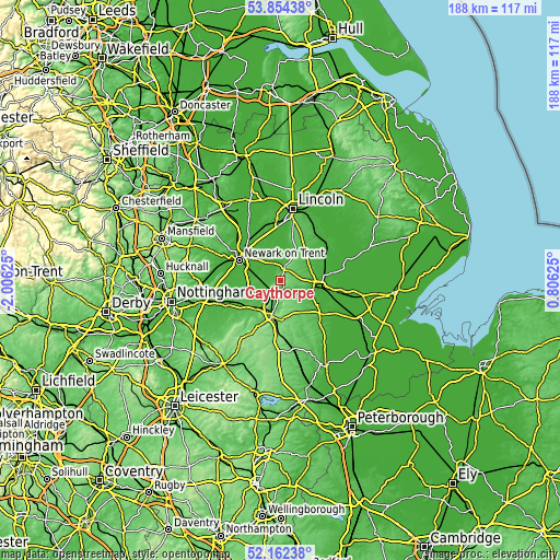 Topographic map of Caythorpe