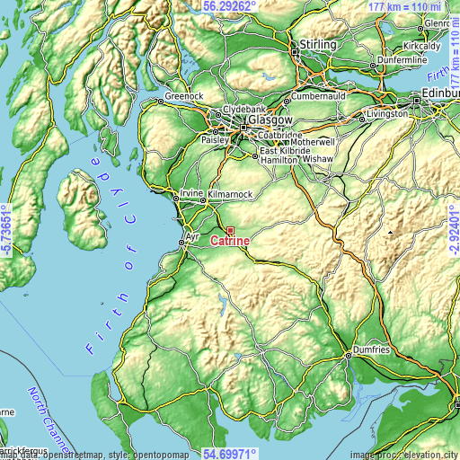 Topographic map of Catrine