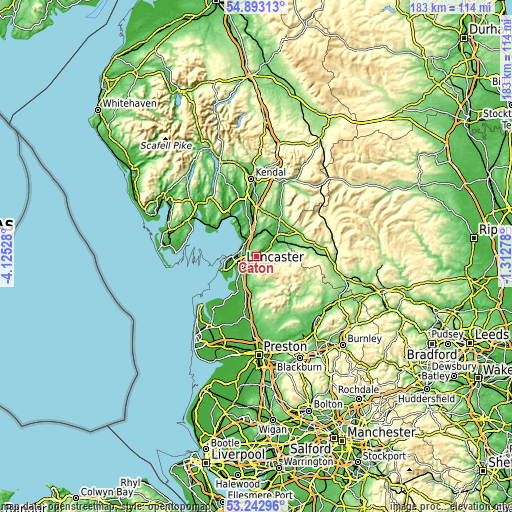 Topographic map of Caton