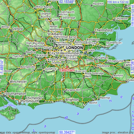 Topographic map of Caterham