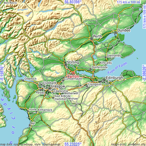 Topographic map of Carron