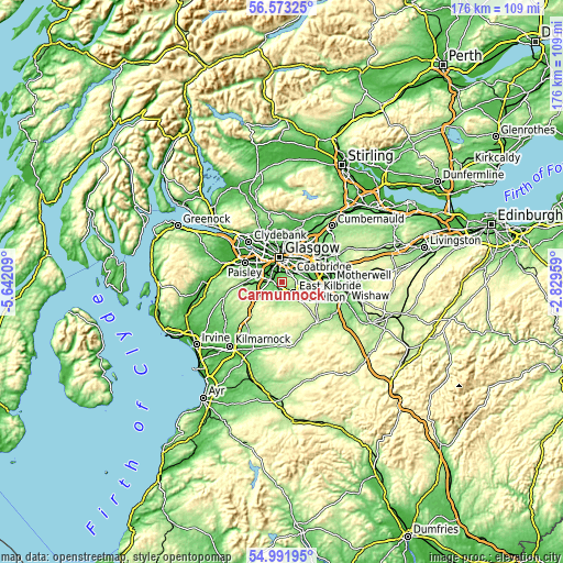 Topographic map of Carmunnock