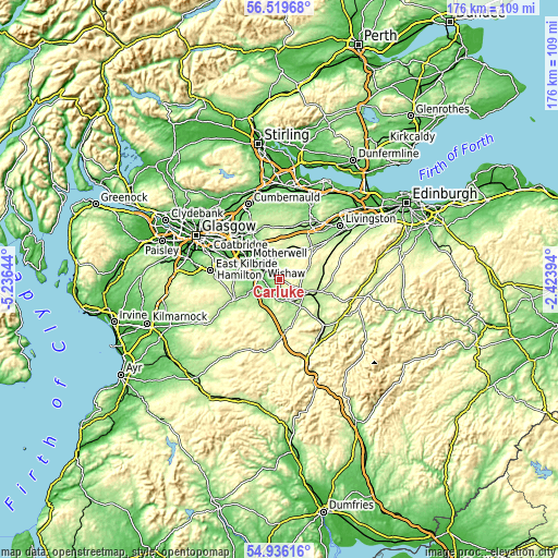 Topographic map of Carluke