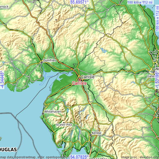 Topographic map of Carlisle