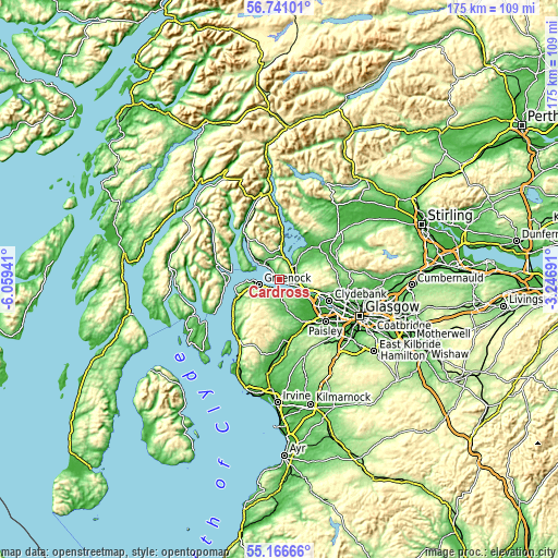 Topographic map of Cardross