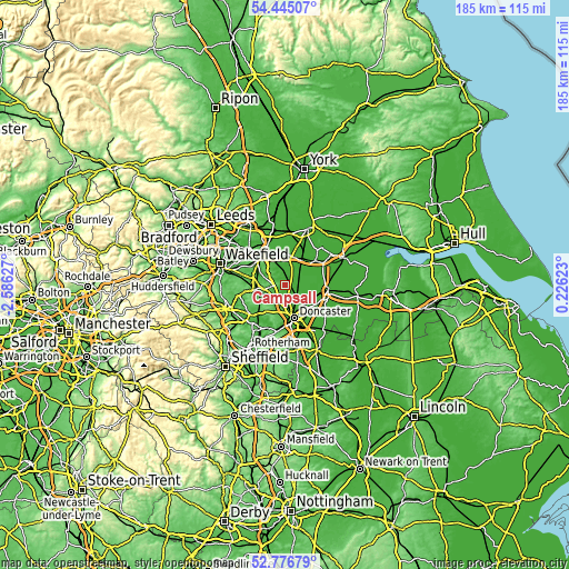 Topographic map of Campsall
