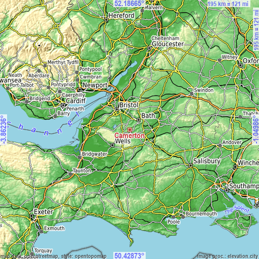 Topographic map of Camerton