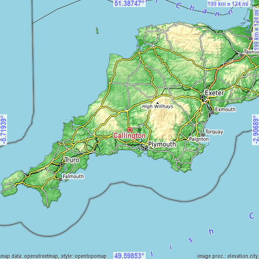 Topographic map of Callington