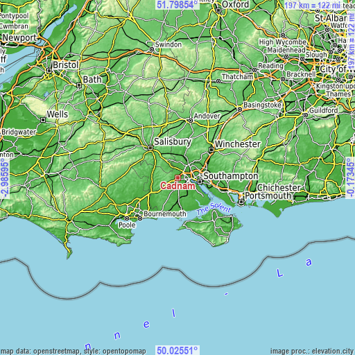 Topographic map of Cadnam