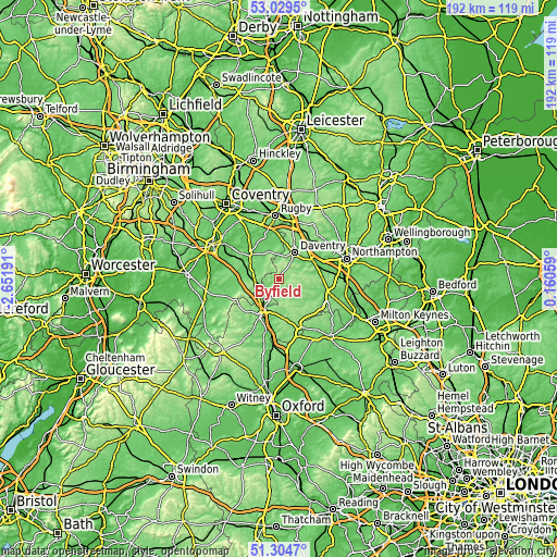 Topographic map of Byfield