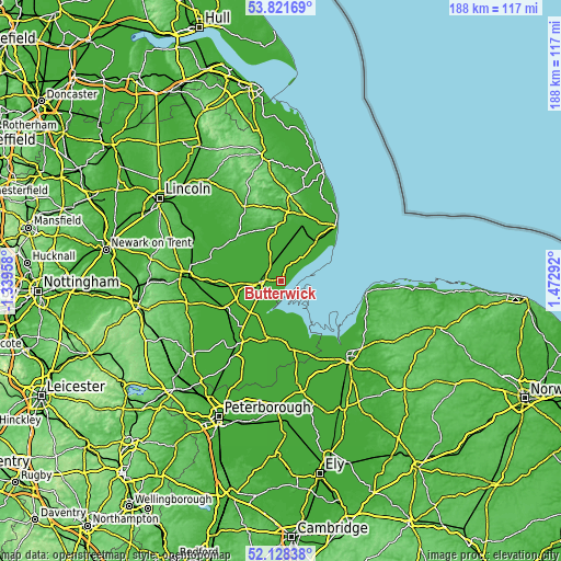 Topographic map of Butterwick