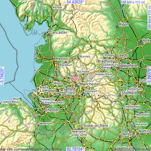 Topographic map of Bury