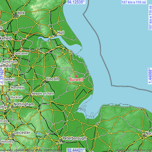 Topographic map of Burwell