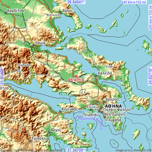 Topographic map of Akraifnía