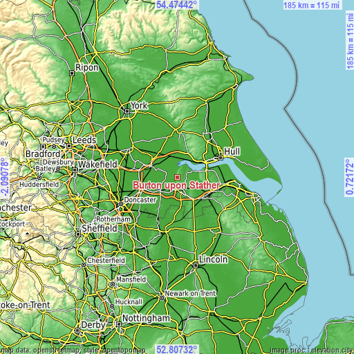 Topographic map of Burton upon Stather
