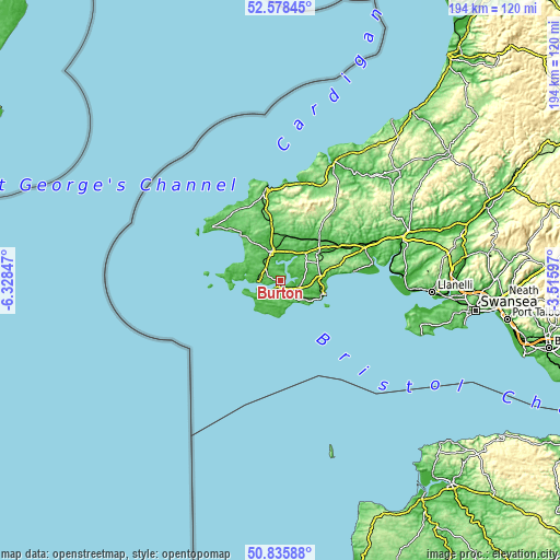 Topographic map of Burton