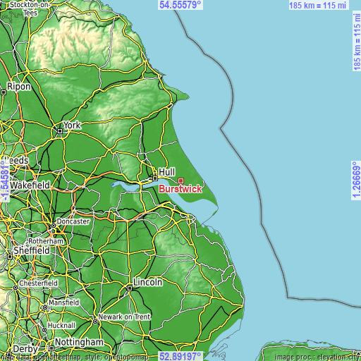 Topographic map of Burstwick