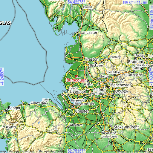 Topographic map of Burscough