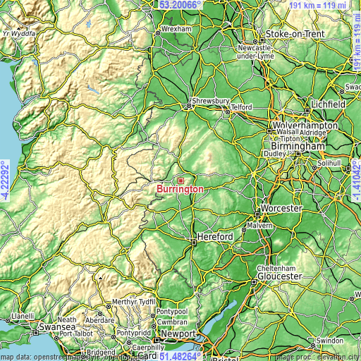 Topographic map of Burrington