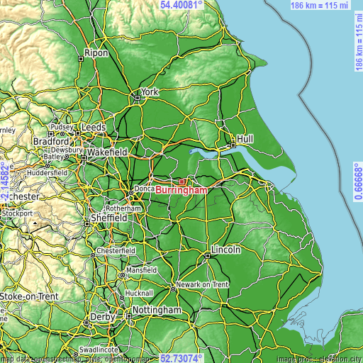 Topographic map of Burringham