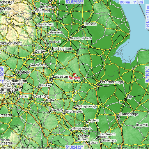 Topographic map of Burley