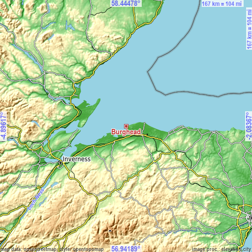 Topographic map of Burghead