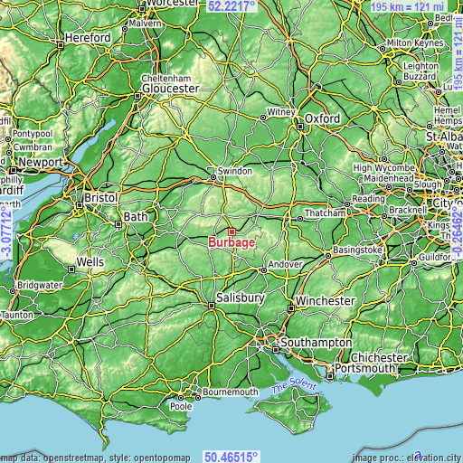 Topographic map of Burbage