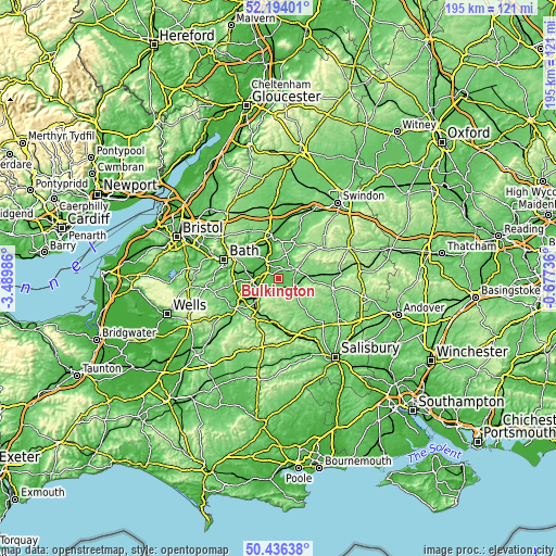 Topographic map of Bulkington