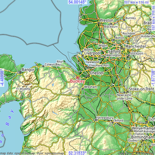 Topographic map of Buckley