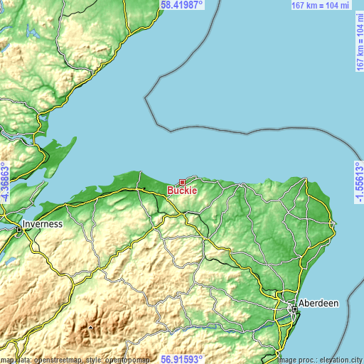 Topographic map of Buckie