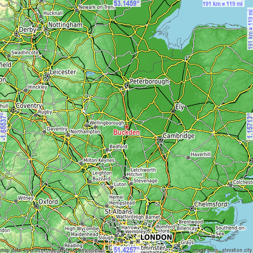 Topographic map of Buckden