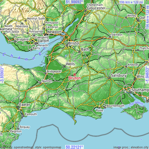 Topographic map of Bruton