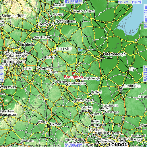 Topographic map of Broughton