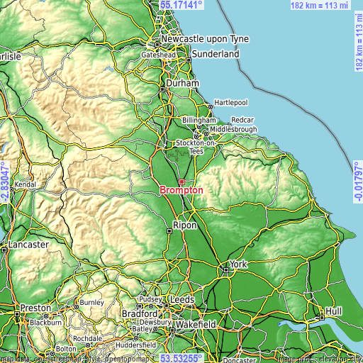 Topographic map of Brompton
