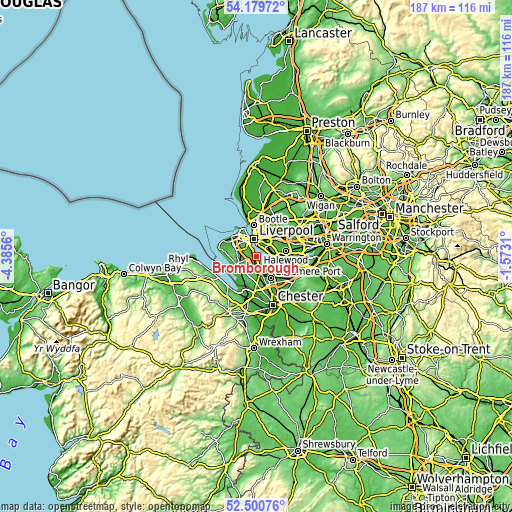 Topographic map of Bromborough