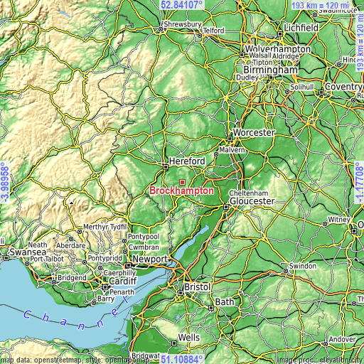 Topographic map of Brockhampton