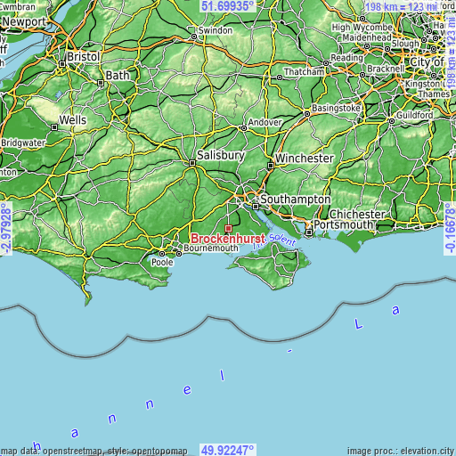 Topographic map of Brockenhurst