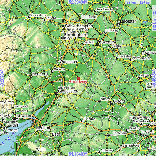 Topographic map of Broadway