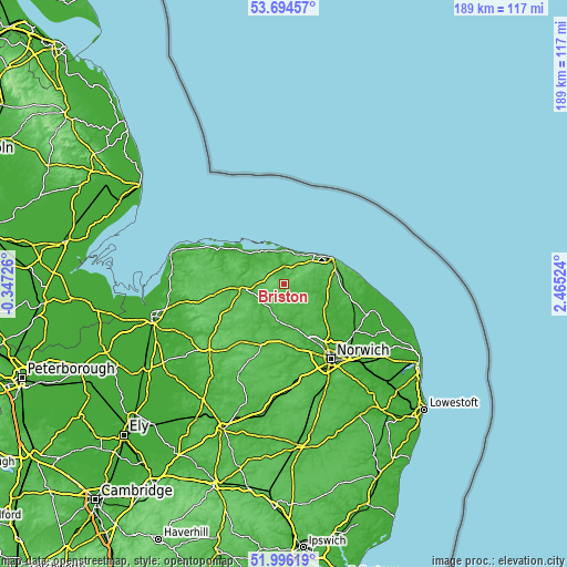 Topographic map of Briston