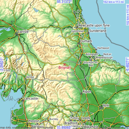 Topographic map of Brignall