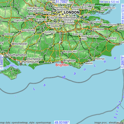 Topographic map of Brighton